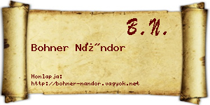 Bohner Nándor névjegykártya